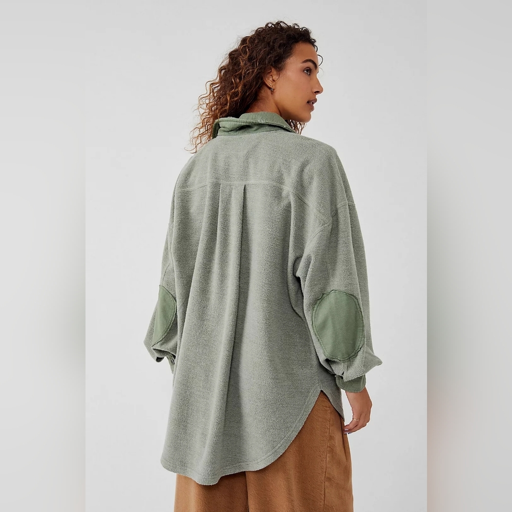 Free People Ruby Oversized Greted Olive Jacket - Picture 2 of 3